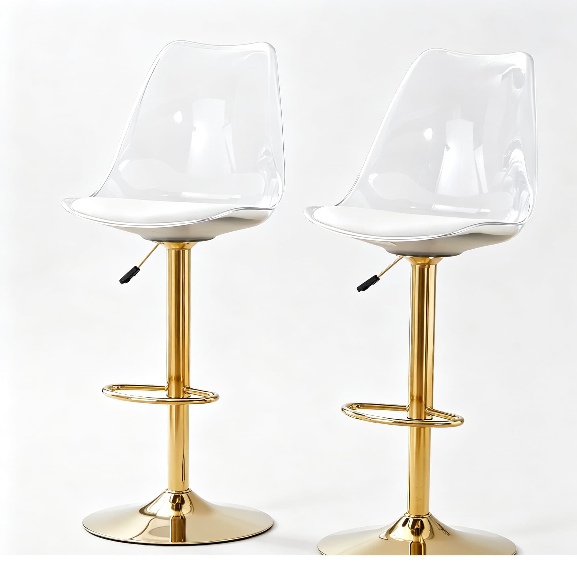 Lot de 2 tabourets de bar modernes réglables, Transparent Aosom France