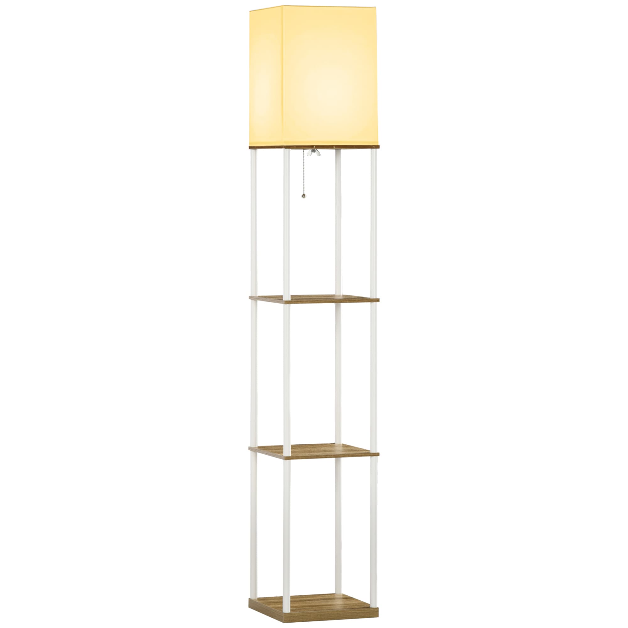 HOMCOM Lampadaire Bois 3 Étagères Design Moderne Blanc pour Salon Aosom France