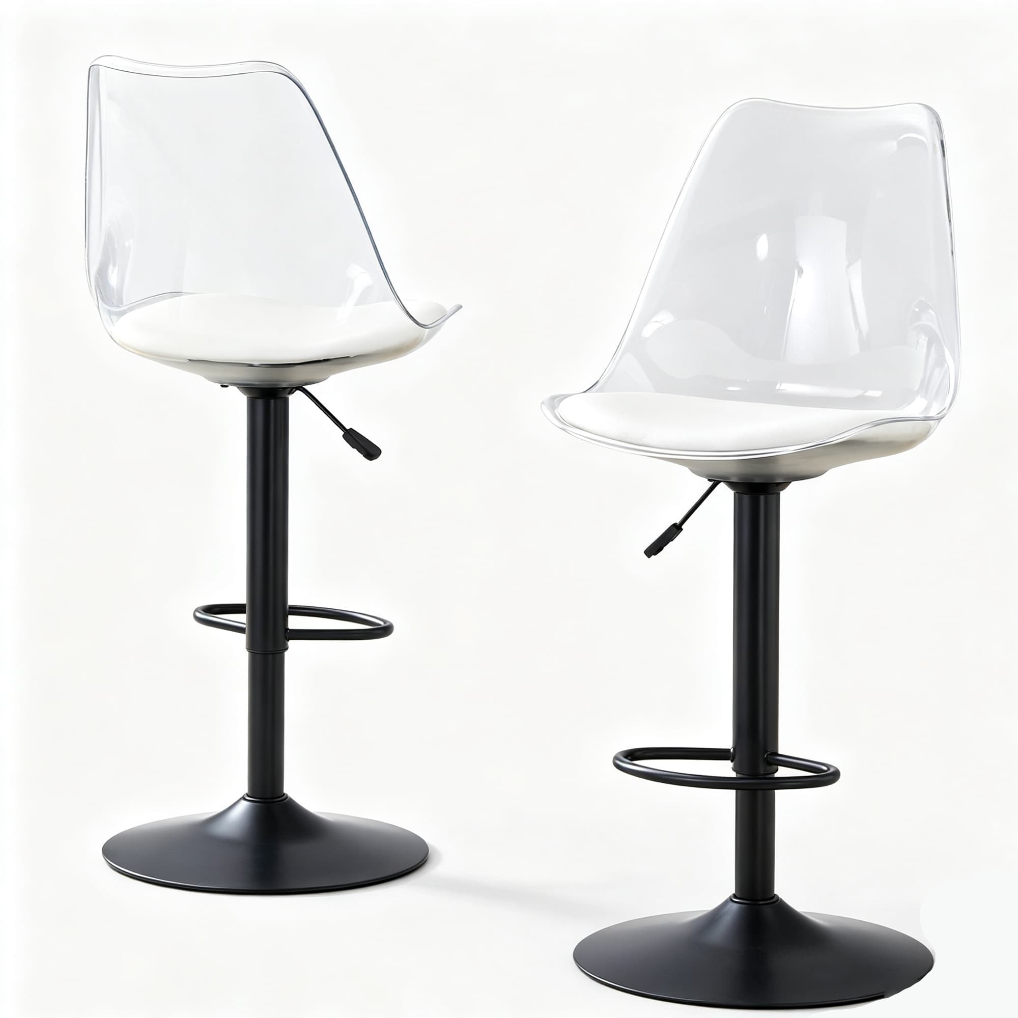 Lot de 2 tabourets de bar modernes réglables, Transparent Aosom France