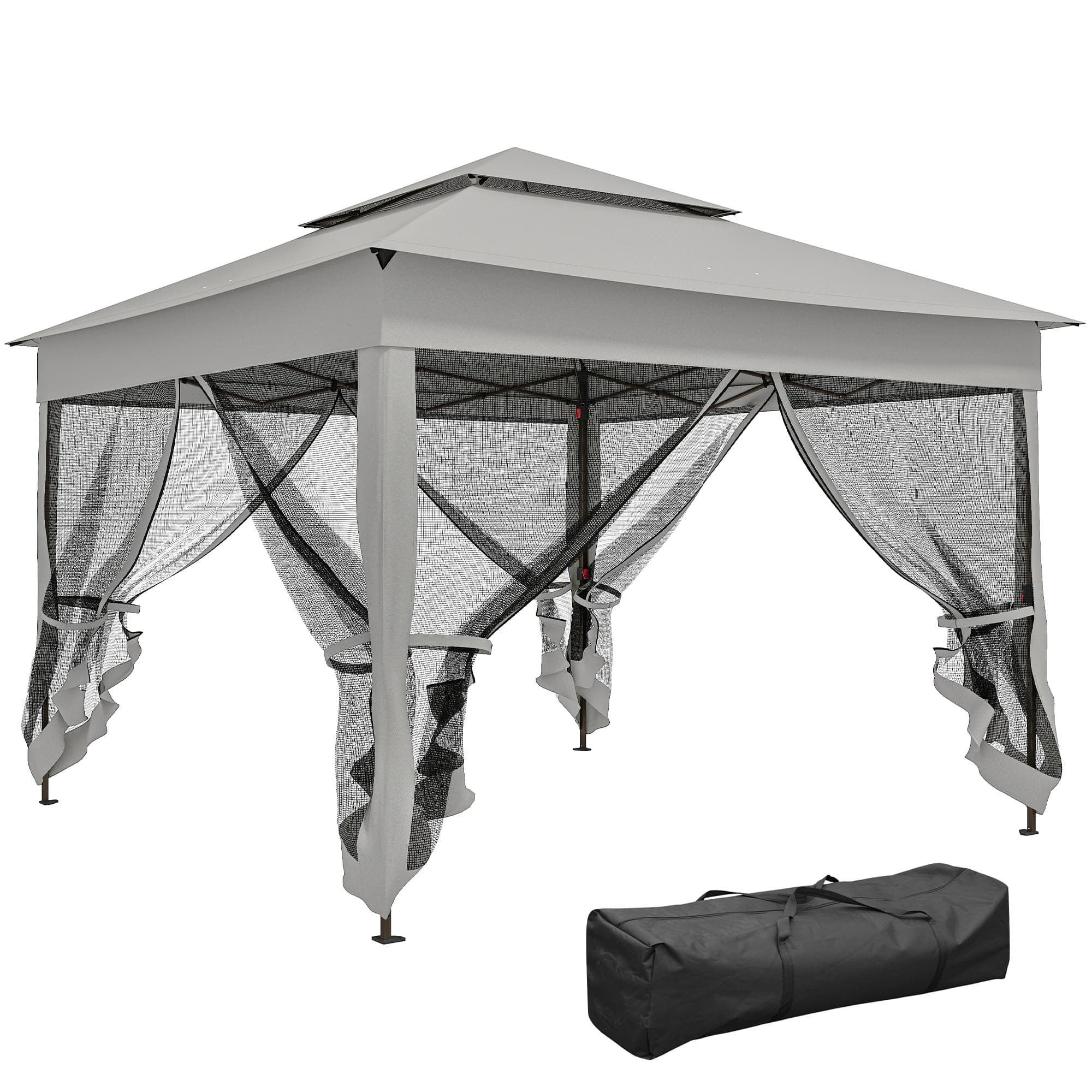 Outsunny Tonnelle Barnum de Jardin Pop-up Pliant Acier Polyester imperméabilisé Anti UV moustiquaires + Sac de Transport