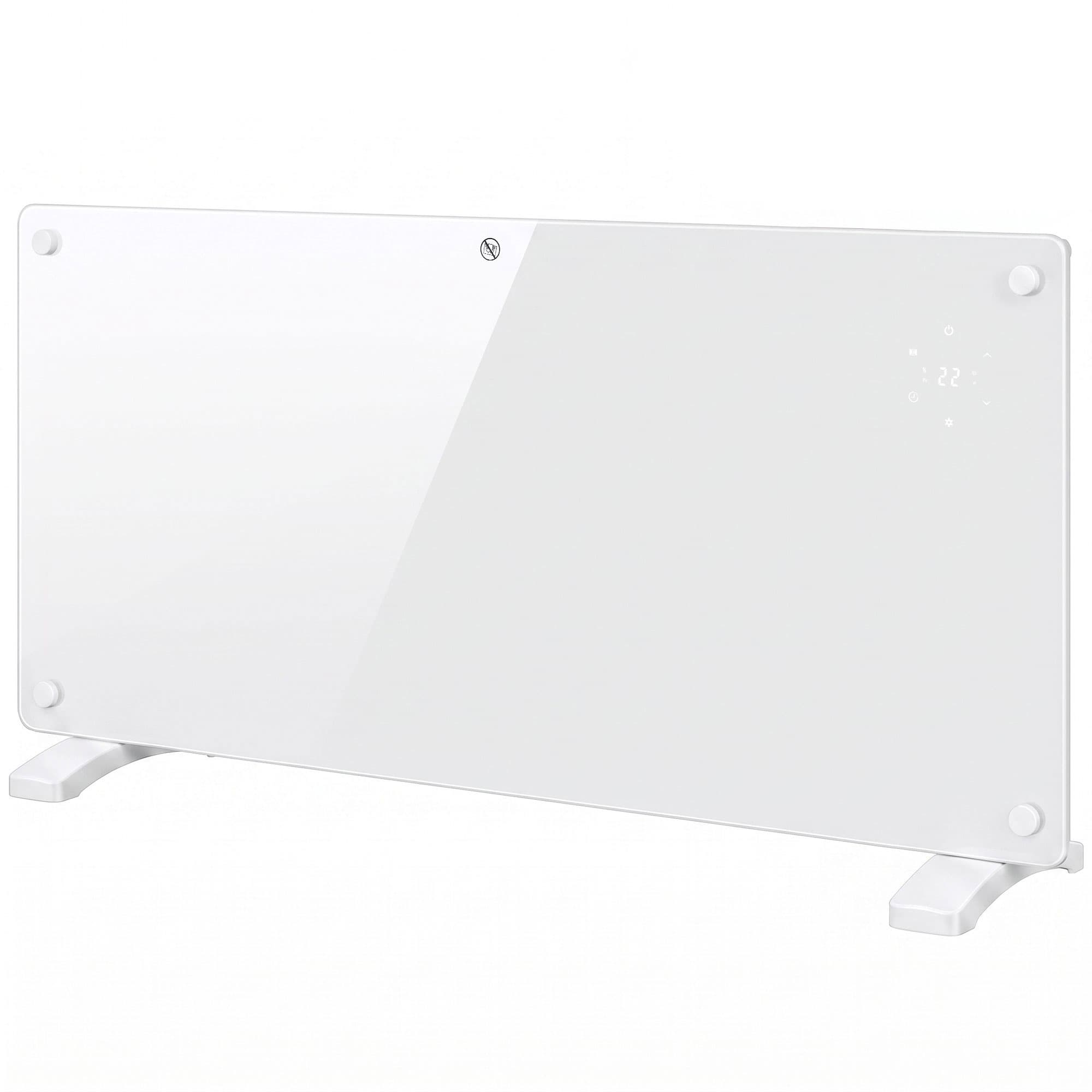 HOMCOM Radiateur Électrique Connecté WiFi 2000 W, Chauffage Convecteur Sur Pied ou Mural, Télécommande, Écran LED, 15-22m2