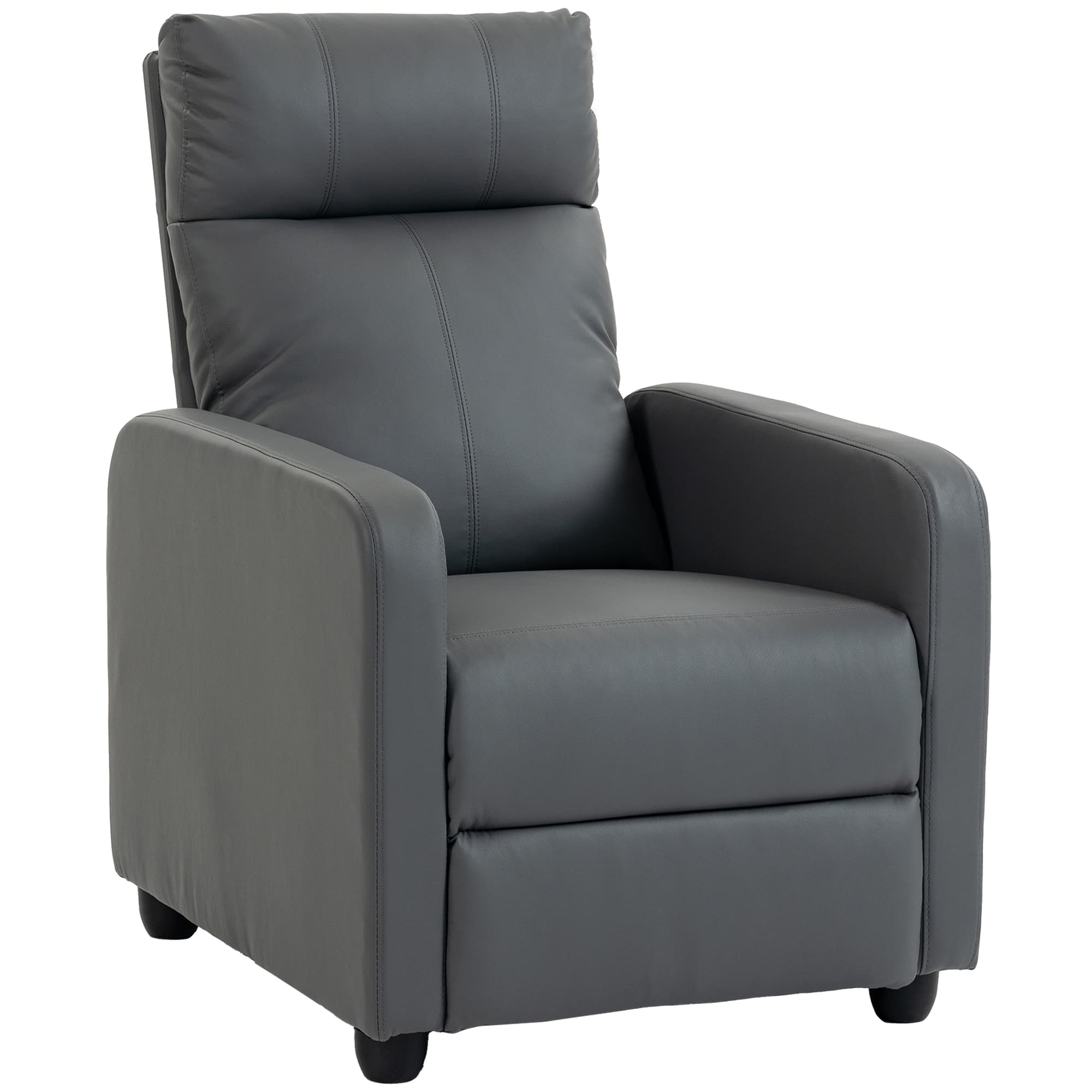 HOMCOM Fauteuil relax avec fonction Push-Back et repose-pieds Fauteuil TV en cuir PU Gris