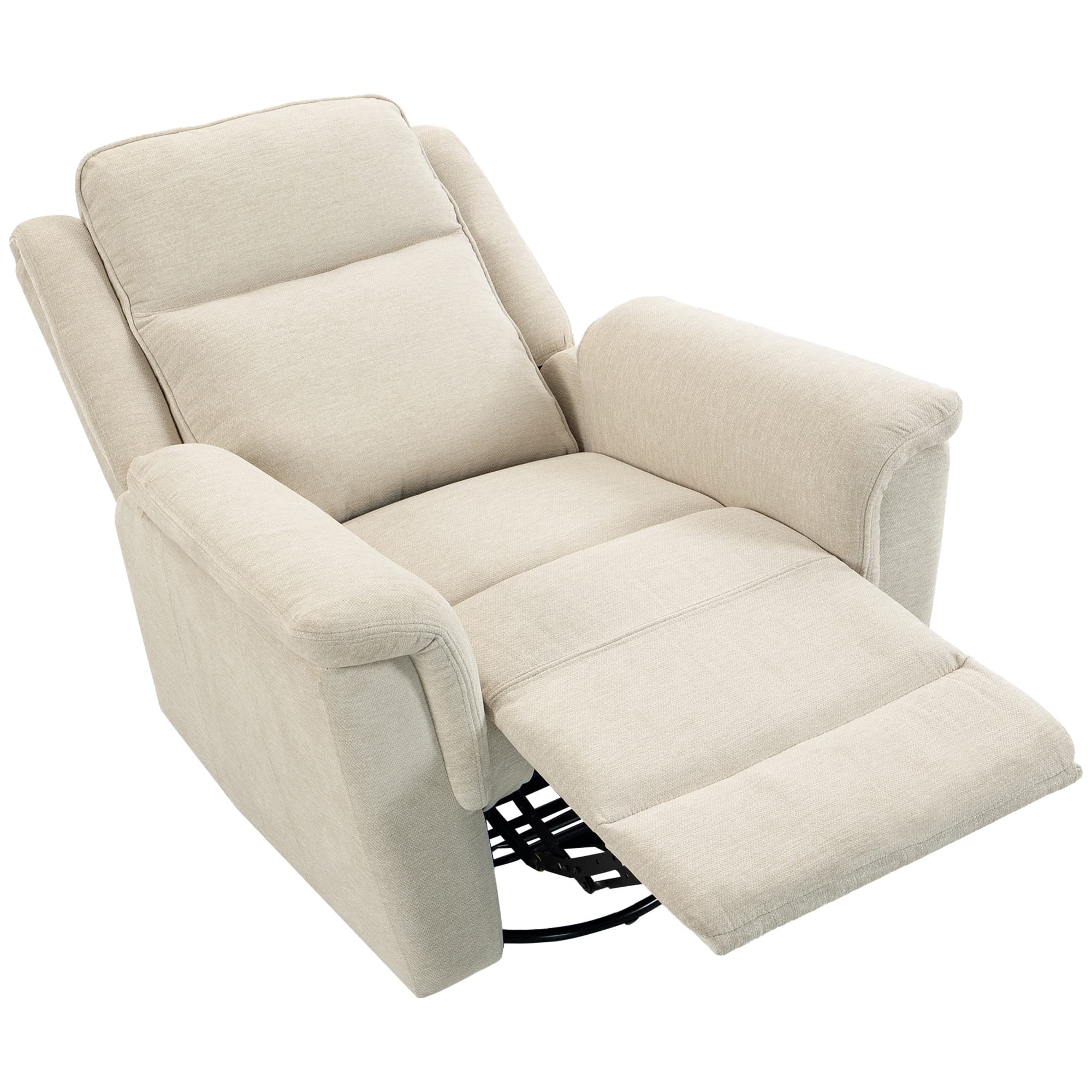 HOMCOM Fauteuil relax inclinable avec fonction bascule, fauteuil TV avec repose-pieds, blanc crème