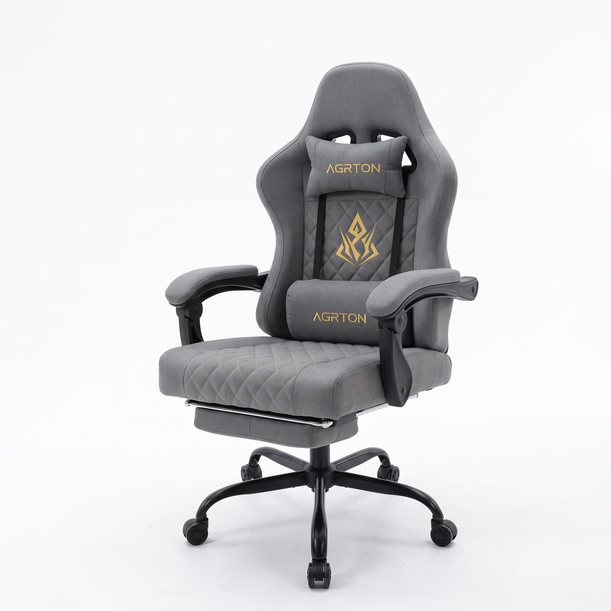 ANDYOU Ergonomic PU Leather Racing Style Gaming Chair - Comfortable and Adjustable, Grey