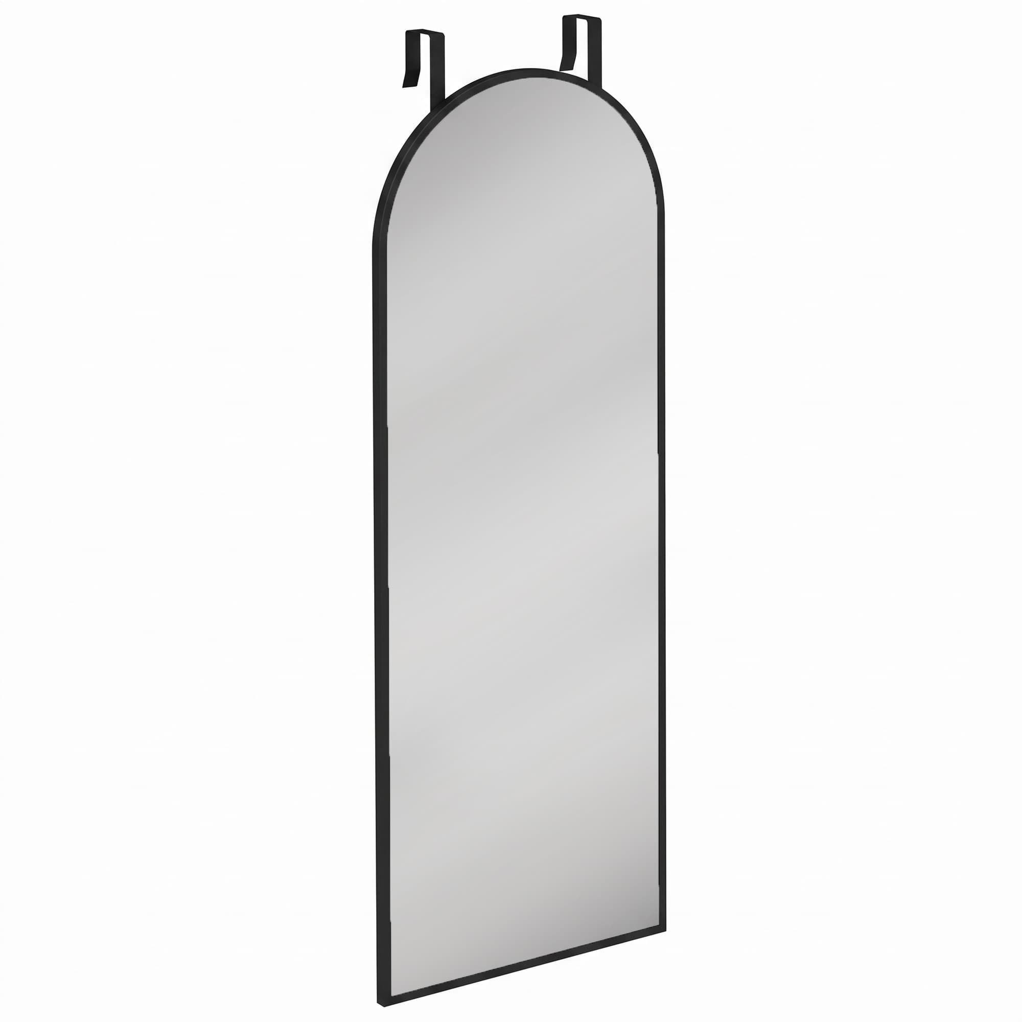 HOMCOM Miroir mural 40x110 cm design arquée avec crochets réglables pour porte ou mur noir