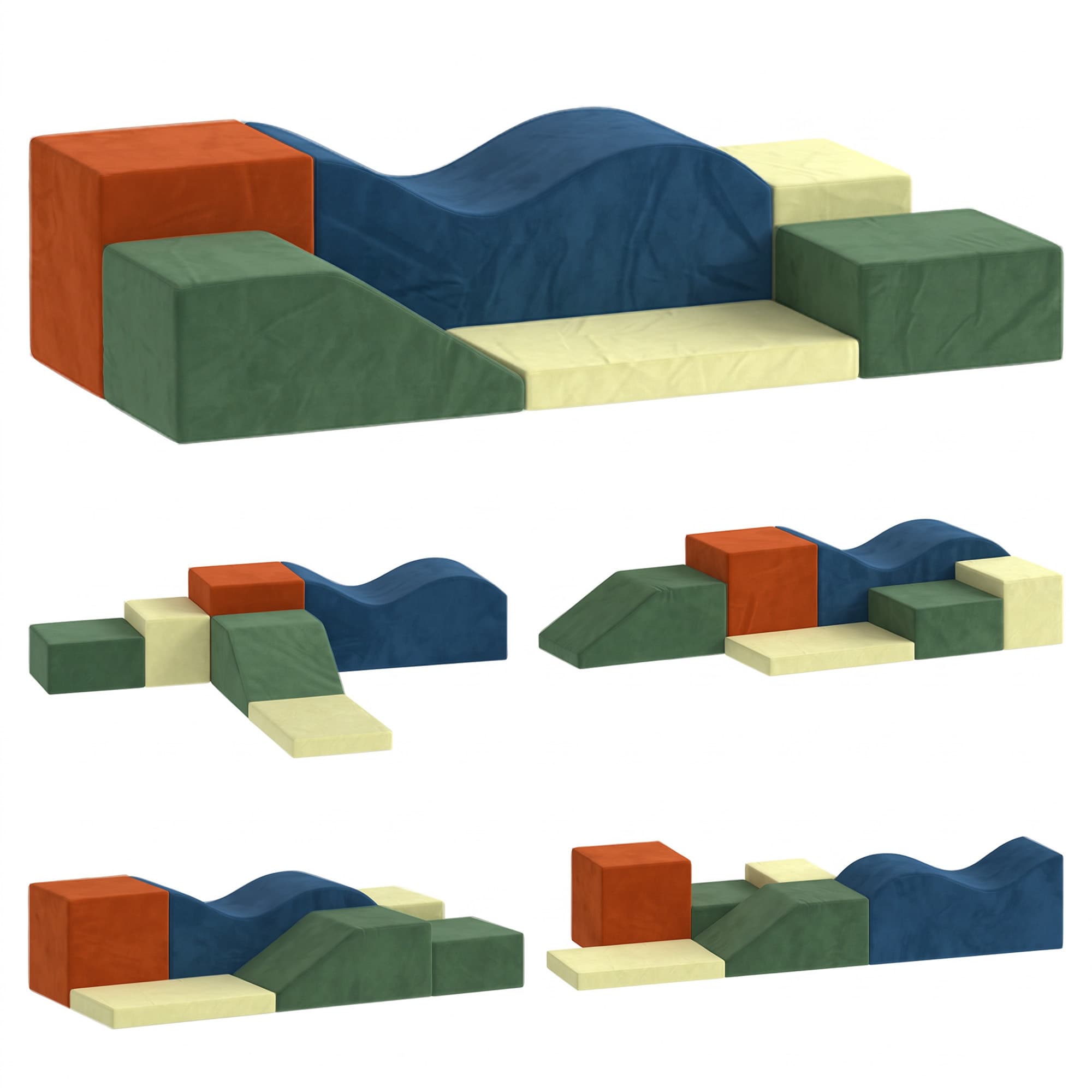 AIYAPLAY Parcours Motricité Bébé 6PCS, Module Motricité Bébé en Mousse, Housse en Velours, Base Antidérapante, Multicolore