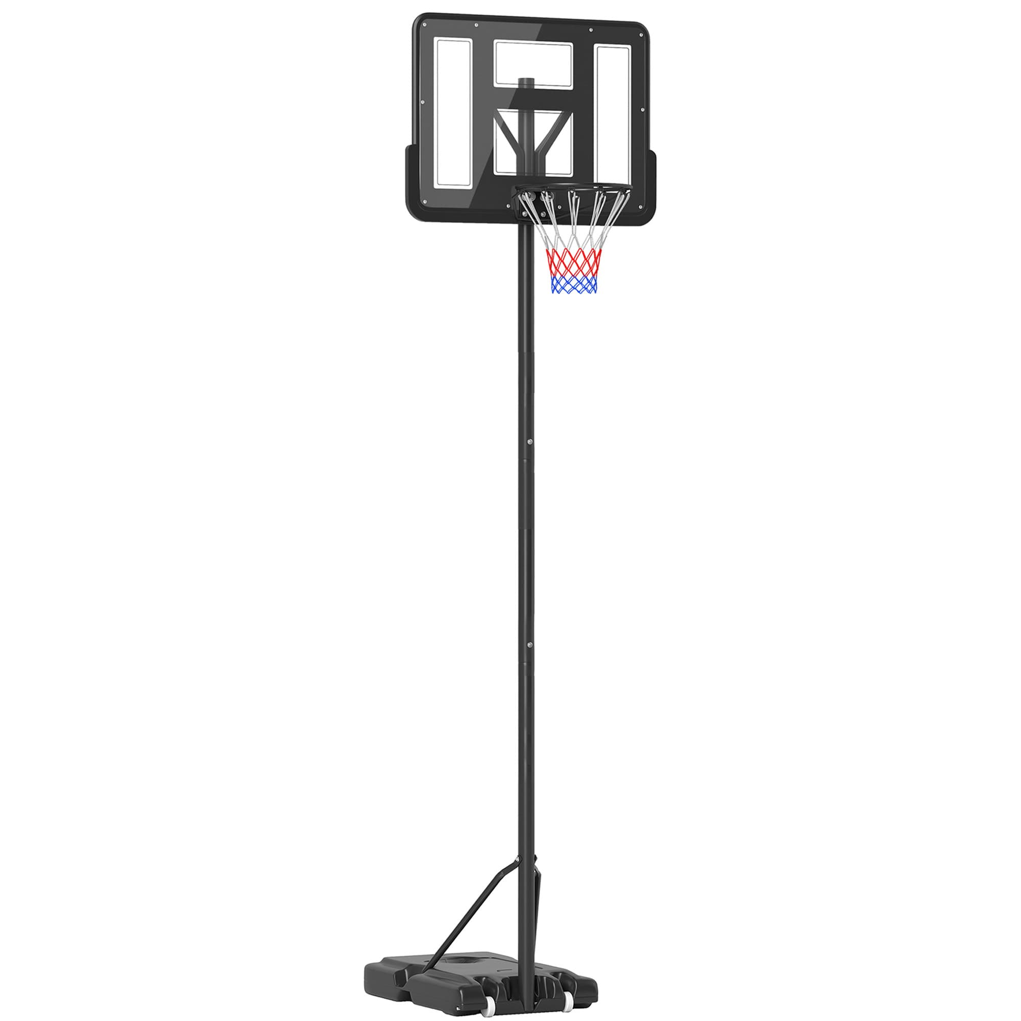 HOMCOM Panier de Basket Extérieur Portable, Hauteur Réglable 1,6-3,05 m, Base Stable Remplissable, Support pour Ballon, Noir