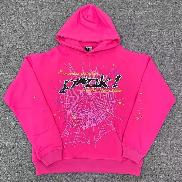 Sp5der Young Thug 555555 Sweat à capuche pour homme et femme, sweat-shirt rose en mousse de haute qualité, imprimé toile d'araignée, pull Y2k, S-
