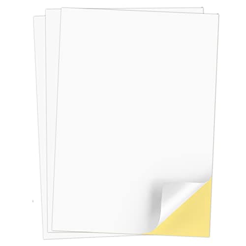 Gudotra 50 Feuilles A4 Papiers Autocollants Imprimante Blanc Étiquettes pour Imprimante Laser Jet d'Encre Étiquette Imprimable Autocollante 210 x 297 mm