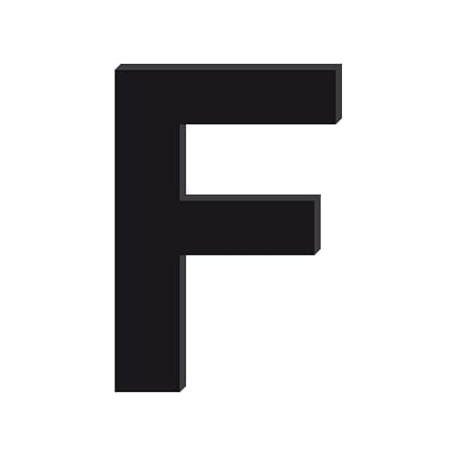 Adzif.biz - Lettre F Décorative en Verre Acrylique Noir 4mm | Lettrage Élégant en Verre Synthétique pour Prénom, Mariage, Enseigne et Décoration