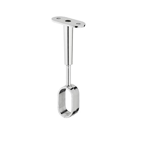 Gedotec Support central de tube de placard pour montage au plafond | Support de tube de placard pour tube de placard ovale | Fixation tringle à vêtements 30 x 15 mm | Acier Chromé | 1 Pièce
