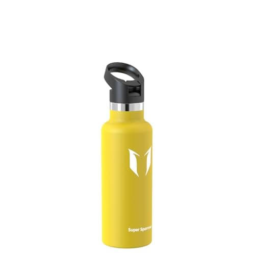 Super Sparrow Gourde Isotherme - 18/10 Ultra Léger Bouteille Isotherme - 500ml - Gourde INOX Bouche Standard -Gourde Sport Étanche Avec Couvercle à Paille - Gourde Enfant sans BPA, pour Voyages,Maison