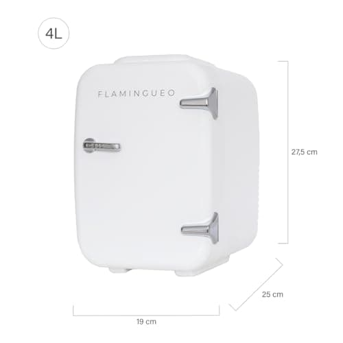 Flamingueo Mini Frigo - Petit Frigo 4L, Mini Frigo de Chambre, Frigo 12V/220V, Fonction Chaud et Froid, Mini Frigo Skincare, Frigo Cosmetique