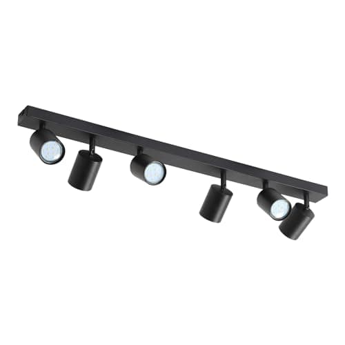 ZMH Plafonnier LED Spot de Plafond Noir : Plafonnier GU10 Spots 6 Ampoules, Spots de Plafond Orientables à 330°, Lampe de Couloir Moderne, Spot Mural Industriel pour Salon, Chambre, sans Ampoule