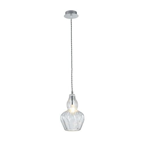 Suspension Design, 1 Lampe, Style moderne, Armature en Métal couleur chrome, abat-jour fait en verre, pour la Cuisine, le Salon, le Séjour, bureau, sale a manger, 1 ampoule, excl. 1 E14 40W 220-240V