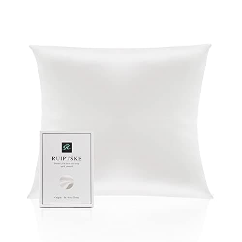 Taie d'oreiller en Soie pour Oreiller 100% Soie 22 Mommes Certifiée Oeko-TEX® Bienfaits Cheveux et Peau Anti Âge, Anti Acarien(65x65cm, White)