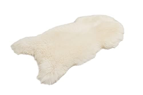 Peau de Mouton/Agneau 100%, Doux et Moelleux, idéal pour Le Salon, la cheminée, la Chambre ou la Chambre d'enfant, Blanc - Taille XL 110-120 cm