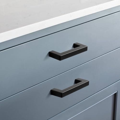 PinLin Set de 30 poignées de porte d'armoire de cuisine en acier inoxydable chambre à coucher dressing Cup Board tirette 76mm trou Centre largeur 12mm noir carré t - grip