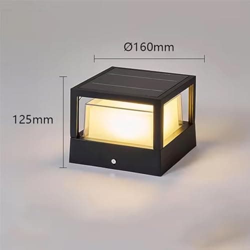 ACMHNC Borne Éclairage Extérieur Solaire, LED Borne Lumineuse Exterieure, Lampe de Jardin Exterieur Etanche Lampadaire Solaire Exterieur, Blanc Chaud, Pour Chemins Terrasse Patio, Noir