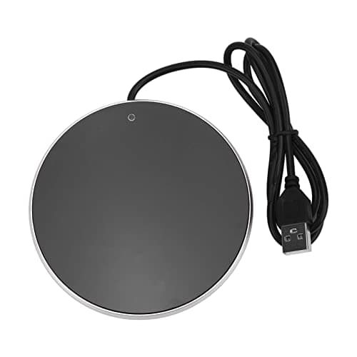 Chauffe-Tasses Portable Chauffe-Boissons Intelligent à Température Constante avec Interrupteur Tactile Intelligent Chauffe-Tasses USB pour Tasses et Verres à Fond Plat Ø10,3 Cm (Argent)