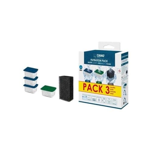 CIANO, Aquarium Consommables - Cartouches de Filtration de Rechange pour Filtre d'Aquarium- Pack 3 mois, Taille S - Eau Cristalline pour Poissons, Sans Impuretés et Sans Odeur - Nettoyage Efficace