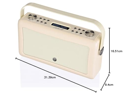 VQ Hepburn MK II Radio DAB Plus/DAB avec Bluetooth, FM et Radio Réveil Fonction - Alimentée par Secteur et Batterie Radio Vintage Portable avec entrée AUX, Prise Casque et Port de Charge USB - Crème
