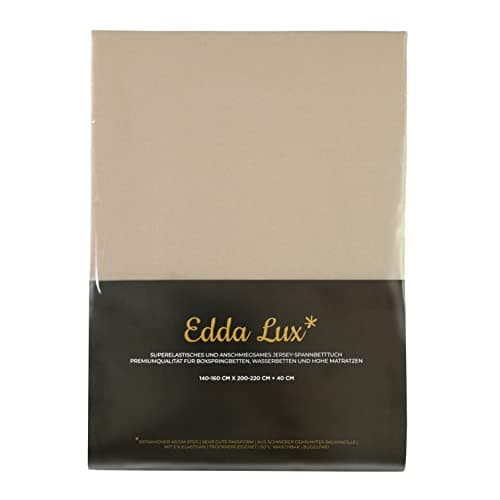 Edda Lux Drap Housse Premium pour Lit à Sommier Tapissier et Matelas jusqu'à 40 cm de Haut, 95% Coton 5% Élasthanne, 140x200, 160x200, 160x220, Sable