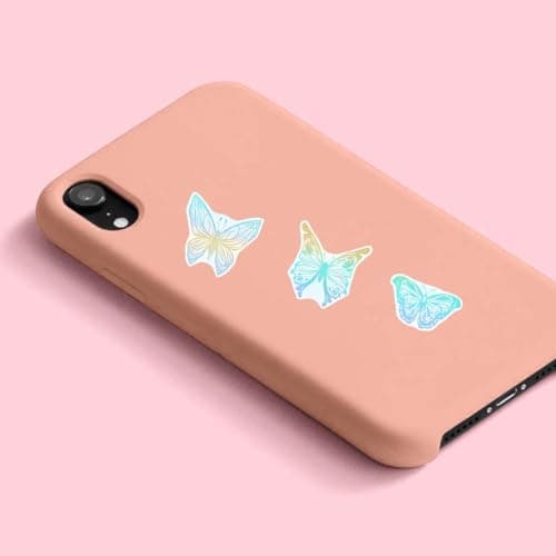 KGDUYC 45pcs Autocollants Papillon Holographiques- Autocollants Transparents Scrapbooking Imperméables Pet Autocollant Papillon Paillette Adhésifs Autocollant Résine pour DIY Décoration