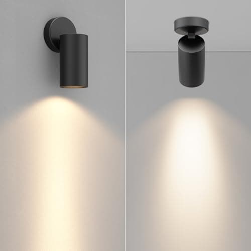 Klighten 2 pcs Spots Plafond Orientable Spot en Saillie, Douille GU10, Plafonnier Spot Ronde en Métal Intérieur, 70 x 130 mm, Ampoule non Incluse, Noir