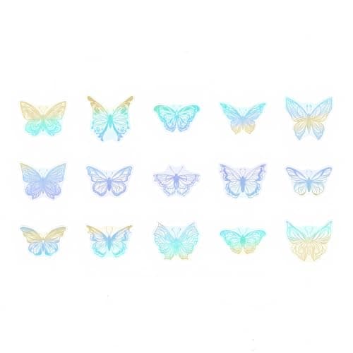 KGDUYC 45pcs Autocollants Papillon Holographiques- Autocollants Transparents Scrapbooking Imperméables Pet Autocollant Papillon Paillette Adhésifs Autocollant Résine pour DIY Décoration