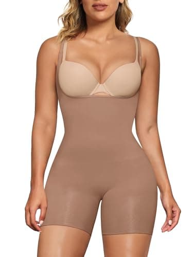 SHAPERX Body Sculptant Femme Gaine Amincissante Ventre Plat Combishort Gainante Minceur Invisible Shapewear Bodysuit, UK-SZ5258-Sienna-L/XL