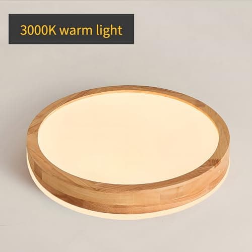 WayLuoung Plafonnier LED En Bois | Ø30cm 3000K 1620Lm 18W | Plafonnier Rond En Bois Naturel À 360°, Chambre À Coucher, Salon, Chambre D'Enfant, Cuisine, Salle À Manger, Maison, Bureau (Blanc Chaud)