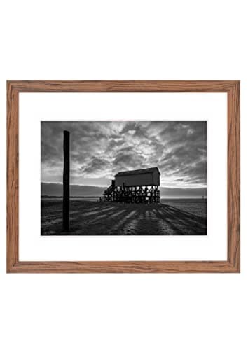 Cadre photo SD avec passe-partout – Cadre photo en noyer de 30 mm de large – Dimensions extérieures passe-partout 40 x 50 cm – Pour taille d'image 30 x 40 cm – Cadre avec verre acrylique