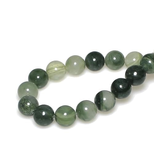 MJDCB 4mm 85 pièces Jade Vert Gazon Perle Pierre Naturelle Ronde en Vrac Perles Semi Precieuse pour Fabrication de Bijoux de Bracelets et de Colliers