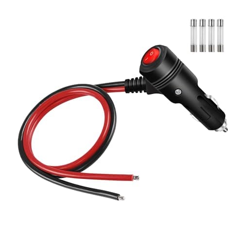 GELRHONR Câble allume-cigare de rechange 12 V avec interrupteur, cordon d'alimentation 16 AWG avec fusible 15 A (0,6 m)