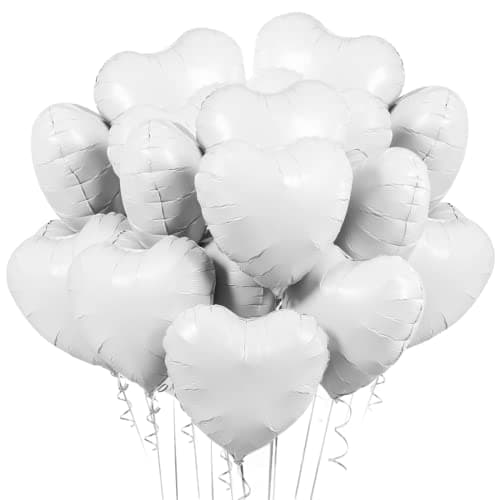 Ballon Coeur Blanc 20 pcs, baudruche en Forme de Coeur, Ballons de Fleuret, Ballon Helium Coeur pour Anniversaire, Mariage, Saint Valentin, décoration de fête de Noël