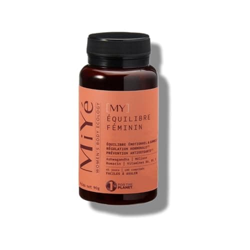 Equilibre hormonal ménopause, spm | Ashwagandha KSM-66, Mélisse, Romarin, Vitamines B6, B9 & D | 180 gélules vegan, 45 jours | MiYé