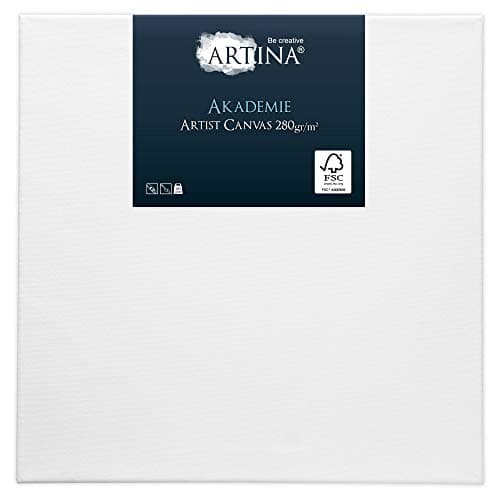 Artina Set de 2 Canvas Toile Peinture Grand Format 80x80 cm – Tableau Peinture Châssis Entoilés en Bois FSC© – Tableau Toile a Peindre Blanche 100% Coton 280g/m2 – Toiles à Peindre Stable Akademie