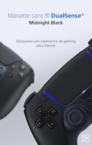 Sony, Manette PlayStation 5 officielle DualSense, Sans fil, Batterie rechargeable, Bluetooth, Compatible avec PS5 et PC, Couleur : Midnight Black