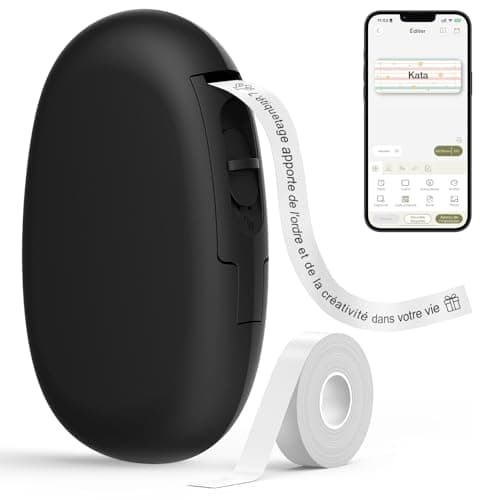SUPVAN E10 Etiqueteuse inclut Étiquettes Autocollantes Imperméables, Smart App avec 40+ Polices, 150+ Modèles et 700+ Icônes, Idéale pour la Maison, la Cuisine, l'école, l'organisation et Le Bureau