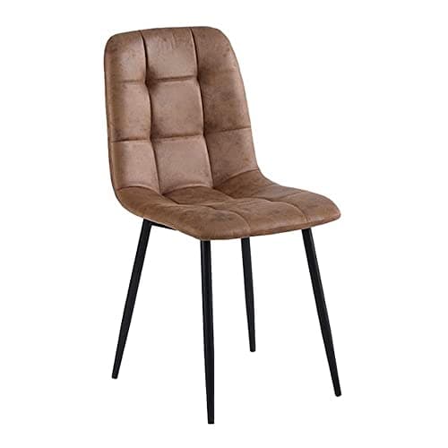 Colenis® - Chaises de Salle à Manger Ela - Lot de 4 - Cognac - Microfibre - Chaise de Cuisine - Pieds en métal Stable