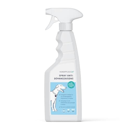 Hundepflege24 Spray Anti demangeaison Chien 500ml - Aide d'urgence immédiate & apaisement Efficace Contre l'inflammation, Les acariens, aoûtats, mycoses & puces - Anti demangeaison pour Chien et Chat