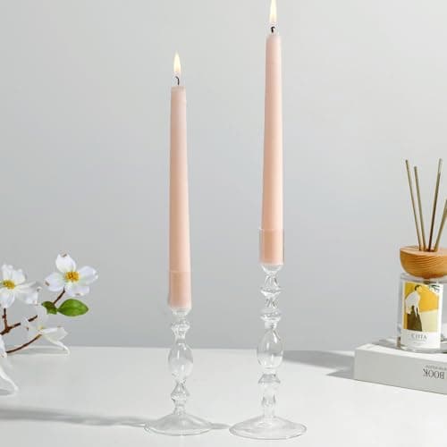 Glasseam Porte-Bougies en Verre : Bougeoir pour Bougies à MèChe Lot De 2 Bougeoirs DéCoratifs Bougeoirs Modernes pour Le Salon Bougeoirs pour La DéCoration D'IntéRieur DéCoration De Mariage