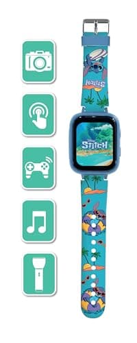 Lexibook Lexibook-DMW070D, Disney Stitch, Montre Selfie, Écran Tactile HD, Appareil Photo 720p, Lecteur MP3, Haut-Parleur intégré, Dictaphone, Podomètre, 5 Jeux, DMW070D, Bleu