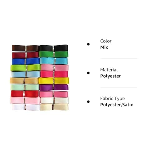 Chenkou Craft 18,3 m de ruban en polyester simple face 1,6 cm 20 couleurs assorties Assortiment de plusieurs lots