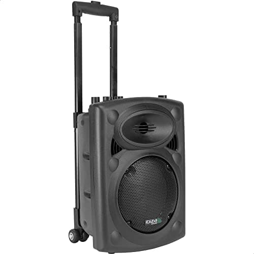 Ibiza - PORT8VHF-BT - Enceinte Portable 8"/400W Max avec 2 micros (Filaire et VHF), télécommande et Housse de Protection - Bluetooth, USB, SD - Autonomie 4 à 6h