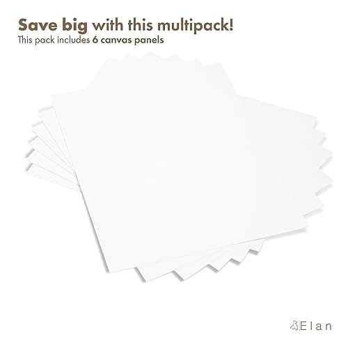 Elan Panneau de Toile 40x50, 100% Coton 6-Pack de Canvas Toile Peinture, Toile à Peindre, Panneau Toile Peinture, Tableau Peinture, Tableau Toile a Peindre Coton, Tableau a Peindre, Carton Entoilé