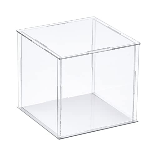 sourcing map Transparent Présentoir Étui Acrylique Boîte Assembler Transparent Antipoussière Boîte Vitrine 10x10x10cm pour Objets Collection Artisanat