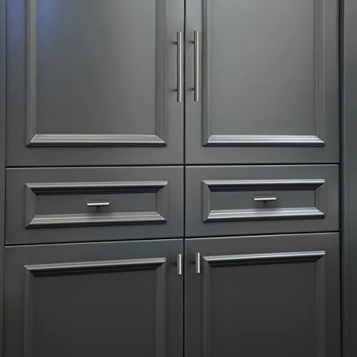Probrico - Boutons d'armoire uniques en acier inoxydable, finition NICKEL SATINÉ, quincaillerie de meuble pour tiroirs et vanités, pack de 5 - Design européen de style barre en T, avec trou unique