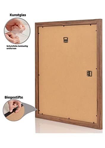 Cadre photo SD avec passe-partout – Cadre photo en noyer de 30 mm de large – Dimensions extérieures passe-partout 40 x 50 cm – Pour taille d'image 30 x 40 cm – Cadre avec verre acrylique